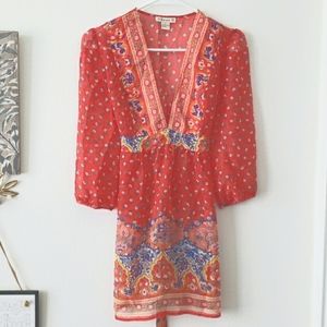 Vintage FOREVER 21 Sheer Floral Print Tunic Blouse Size M